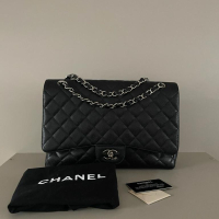 Bolsa Chanel Single Flap Caviar Preto Maxi