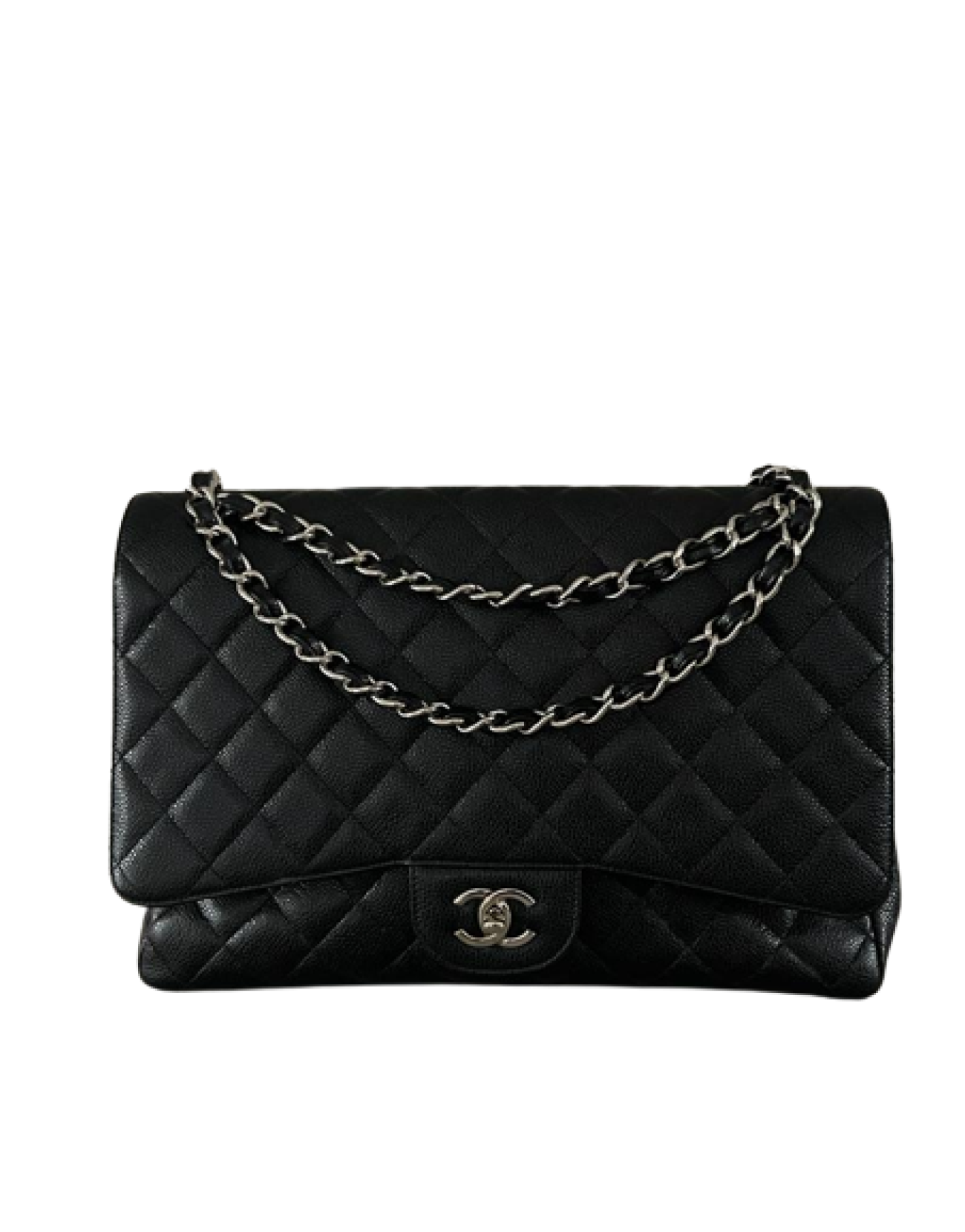 Bolsa Chanel Single Flap Caviar Preto Maxi