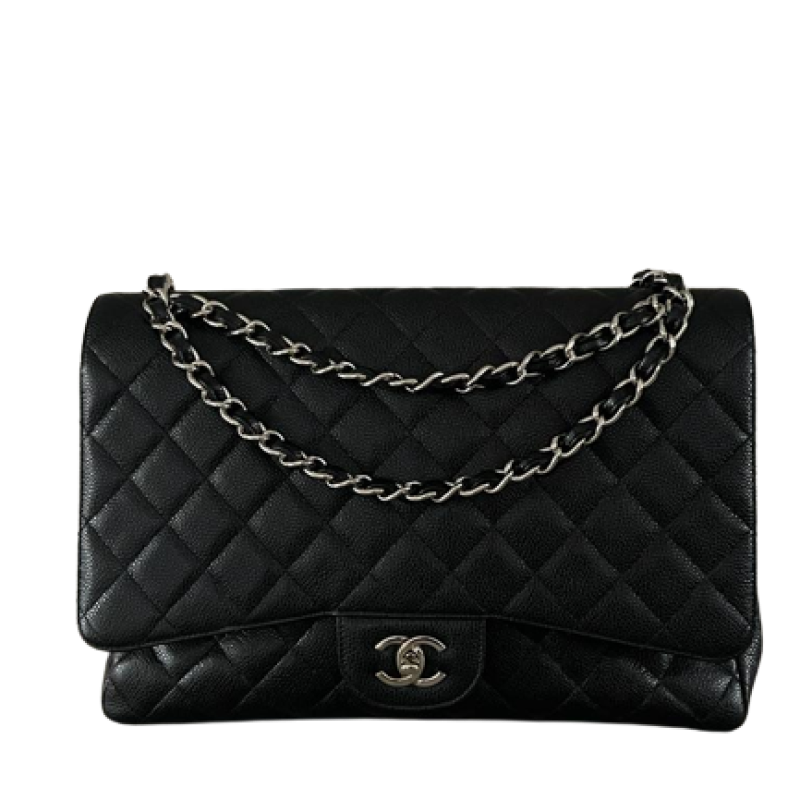 Bolsa Chanel Single Flap Caviar Preto Maxi