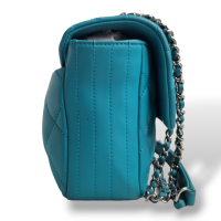 Bolsa Chanel Single Flap Rain Rubber Azul Turquesa