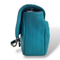 Bolsa Chanel Single Flap Rain Rubber Azul Turquesa