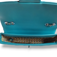 Bolsa Chanel Single Flap Rain Rubber Azul Turquesa