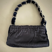 Bolsa Chanel Veludo e Cetim Azul Marinho