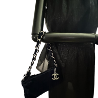 Bolsa Chanel Veludo e Cetim Azul Marinho