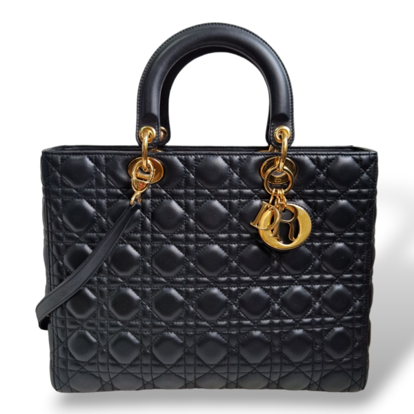 Bolsa Christian Dior Cannage Lady Dior Preta