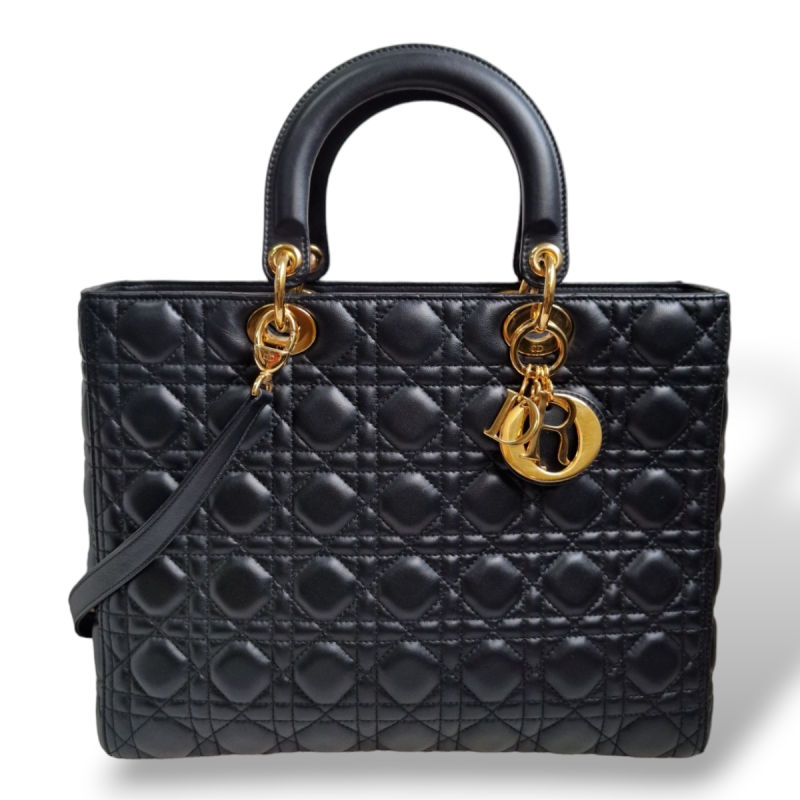 Bolsa Christian Dior Cannage Lady Dior Preta Bolsa Christian Dior Cannage Lady Dior Preta