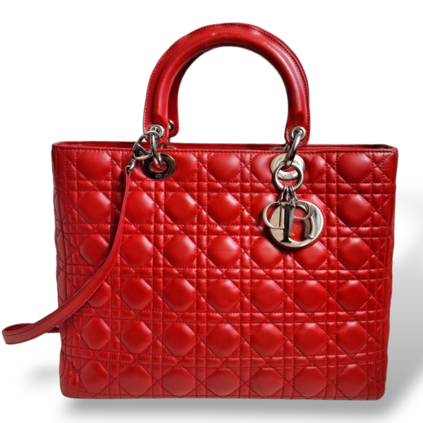 Bolsa Christian Dior Lady Dior Cannage Large Vermelha