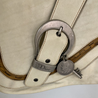 Bolsa Christian Dior Saddle Gaucho Couro Off- White