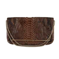 Bolsa Clutch Alexandre Birman Python Marrom 