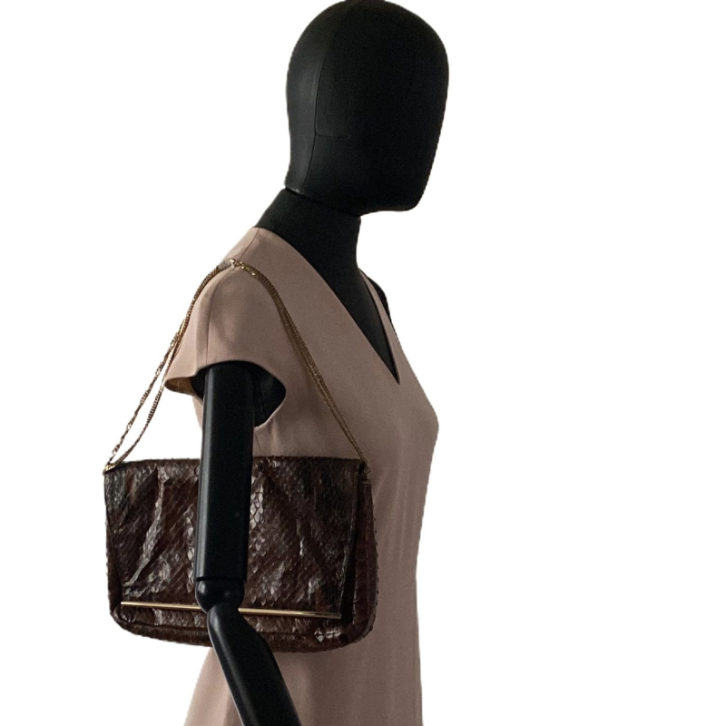 Bolsa Clutch Alexandre Birman Python Marrom  Bolsa Clutch Alexandre Birman Python Marrom