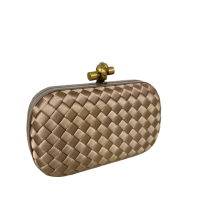 Clutch Bottega Veneta Knot Cetim Marrom