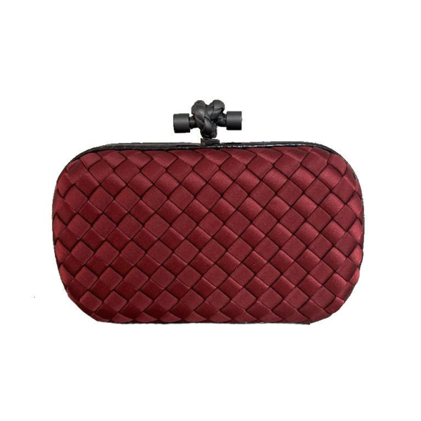 Bolsa Clutch Bottega Veneta Knot Cetim Vinho Bolsa Clutch Bottega Veneta Knot Cetim Vinho