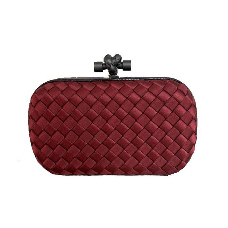 Bolsa Clutch Bottega Veneta Knot Cetim Vinho Bolsa Clutch Bottega Veneta Knot Cetim Vinho