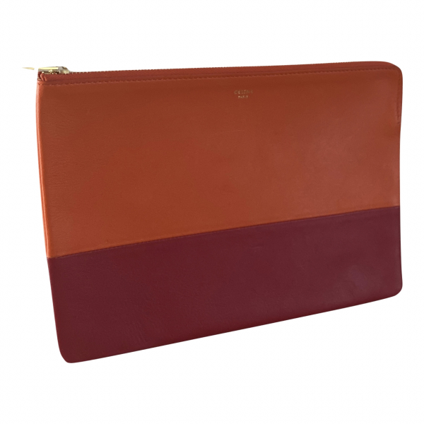 Clutch Celine Pouch Bicolor Vinho e Laranja 