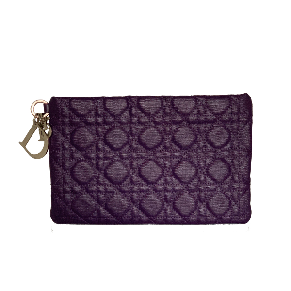 Bolsa Clutch Christian Dior Coated Cannage Roxa