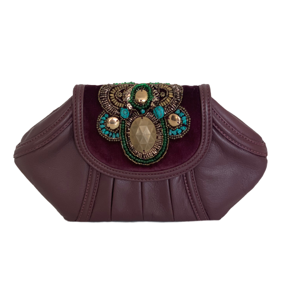 Bolsa Clutch Cris Barros Roxa Pedraria