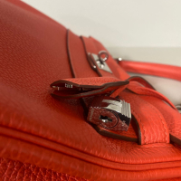 Bolsa Hermès Kelly 32 Couro Togo Coral - Ferragens Prateadas 