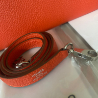Bolsa Hermès Kelly 32 Couro Togo Coral - Ferragens Prateadas 