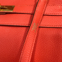 Bolsa Hermès Kelly 32 Couro Togo Coral - Ferragens Dourado