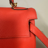 Bolsa Hermès Kelly 32 Couro Togo Coral - Ferragens Dourado