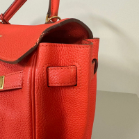 Bolsa Hermès Kelly 32 Couro Togo Coral - Ferragens Dourado