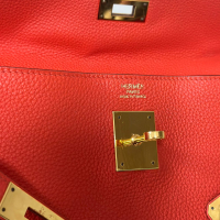 Bolsa Hermès Kelly 32 Couro Togo Coral - Ferragens Dourado