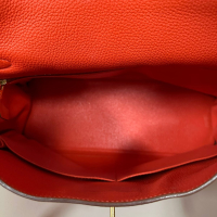 Bolsa Hermès Kelly 32 Couro Togo Coral - Ferragens Dourado