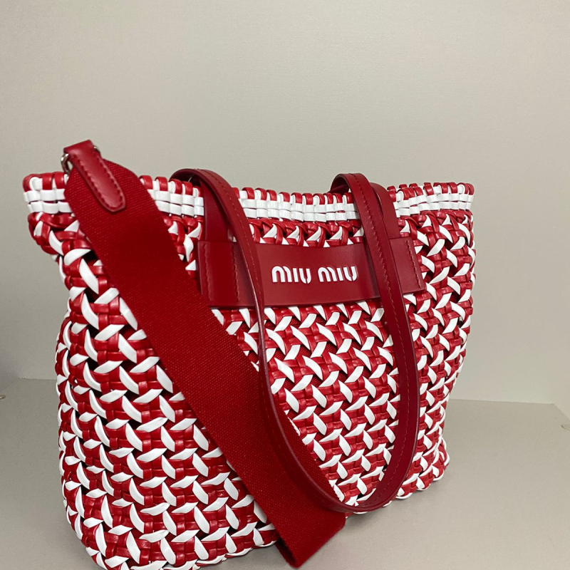 Bolsa Miu Miu Woven Intreccio Vermelha Bolsa Miu Miu Woven Intreccio Vermelha