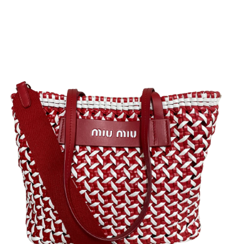 Bolsa Miu Miu Woven Intreccio Vermelha