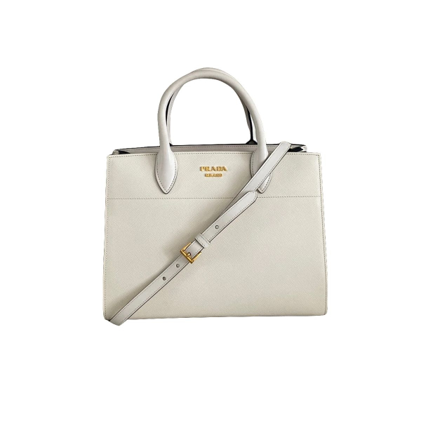 Bolsa Prada Bibliotheque Saffiano Branca Bolsa Prada Bibliotheque Saffiano Branca