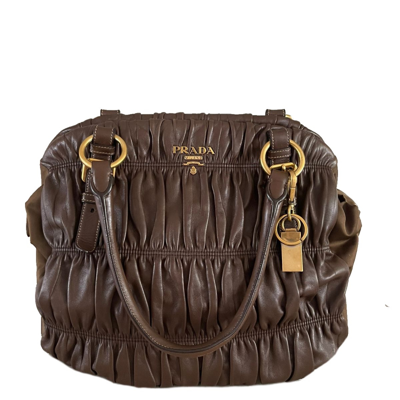 Bolsa Prada Gaufre Nylon Tote Marrom