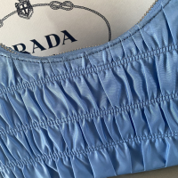 Bolsa Prada Ruched Hobo Azul Nylon 