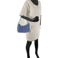 Bolsa Prada Ruched Hobo Azul Nylon 
