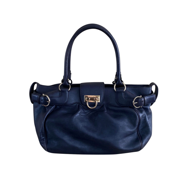Bolsa Salvatore Ferragamo Marisa Azul Metalizada