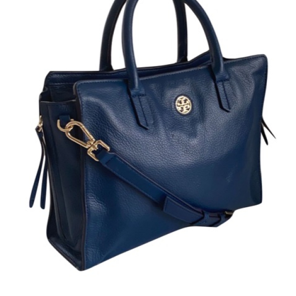 Bolsa Tory Burch Handle Couro Azul Bolsa Tory Burch Handle Couro Azul