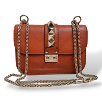 Bolsa Valentino Rockstud Glam Lock Laranja