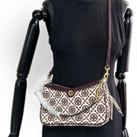 Bolsa de Ombro Tory Burch Monogran Studio De Jacquard-Nunca Usada