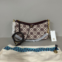 Bolsa de Ombro Tory Burch Monogran Studio De Jacquard-Nunca Usada