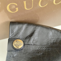 Bota Gucci Couro Preto Cano Longo
