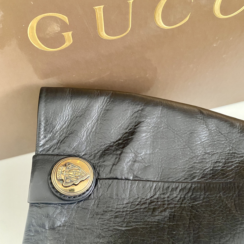 Bota Gucci Couro Preto Cano Longo Bota Gucci Couro Preto Cano Longo