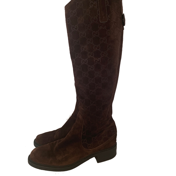 Bota Gucci GG Suede Marrom