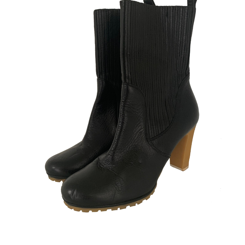 Bota Gucci Couro Preta Sola Tratorada