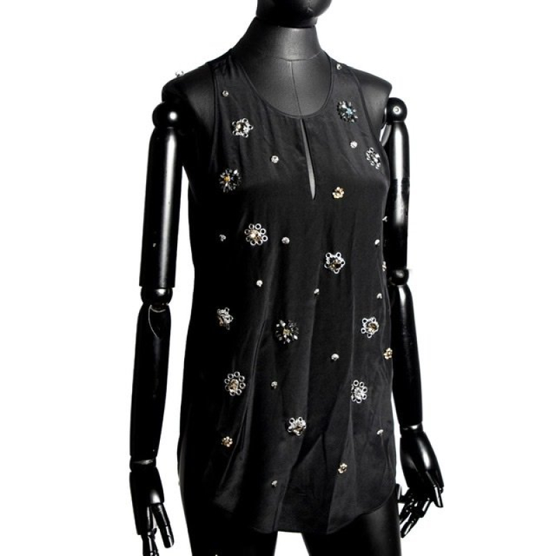 Blusa Phillip Lim Seda Preta Pedraria Blusa Phillip Lim Seda Preta Pedraria
