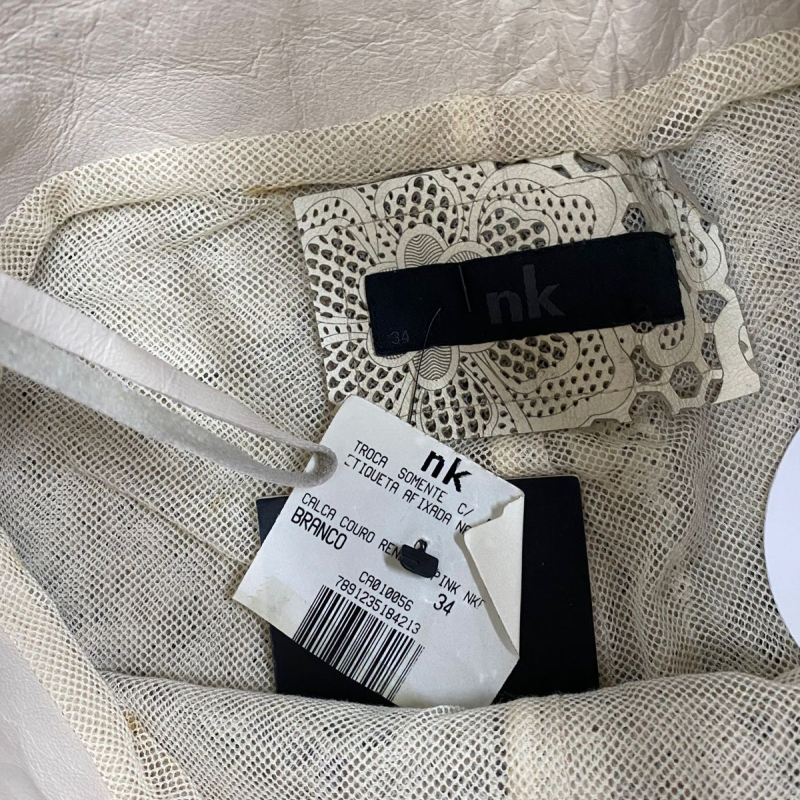 Calça NK Couro Vazado Branco - 34
