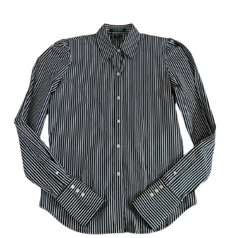 Camisa Ralph Lauren Listrada Social preta e branca-PP