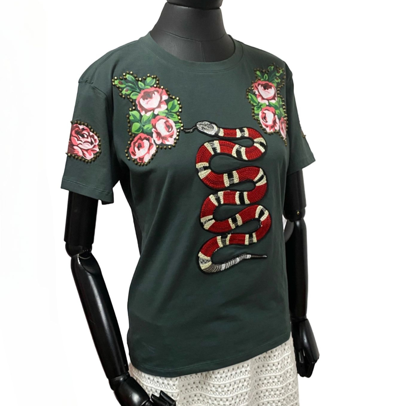 Camiseta Gucci Embellished Verde - M