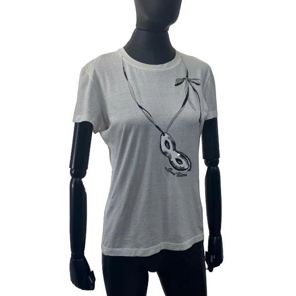 Camiseta Louis Vuitton Off-White Paetê Nunca Usada - P