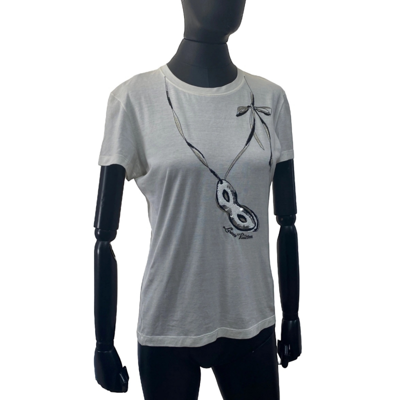 Camiseta Louis Vuitton Off-White Paetê Nunca Usada - P Camiseta Louis Vuitton Off-White Paetê Nunca Usada - P