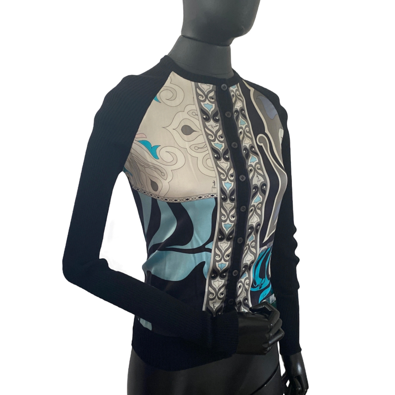 Cardigan Emillio Pucci Malha Seda Preto - M Cardigan Emillio Pucci Malha Seda Preto - M