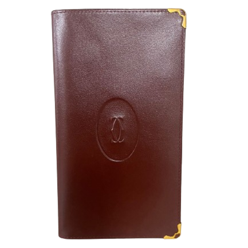 Carteira Cartier em Couro Vinho